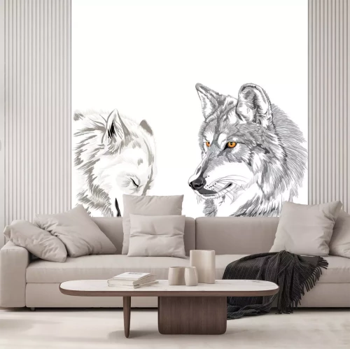 Sticker Monochrome Darstellung von Wölfen