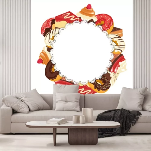 Sticker Bunte Bonbons unter einer weißen Serviette