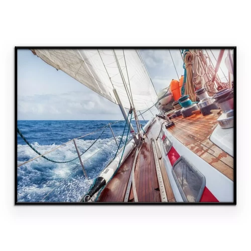 Poster Blick aufs Meer vom Deck eines Segelschiffs