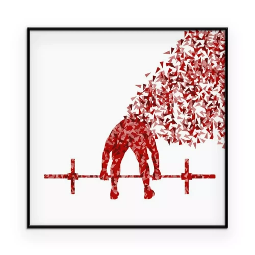 Poster Rot-weiße Grafik eines Mannes beim Gewichtheben