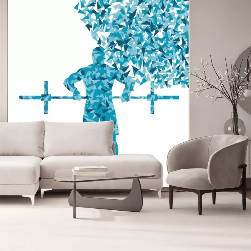 Sticker Crossfit Mann Gewichtheben Vektor Hintergrund Konzept