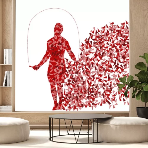 Sticker Crossfit Mann Training mit springendem Seil Vektor Hintergrund