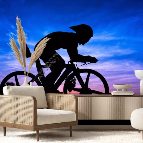 Sticker Radfahren auf der Dämmerung der Zeit