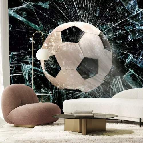 Sticker Grafik mit einem Fußball und Glasscherben