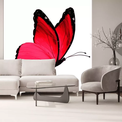 Sticker roter Schmetterling auf weißem Hintergrund