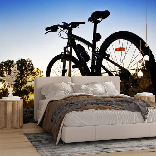 Sticker Mountainbike in der Landschaft