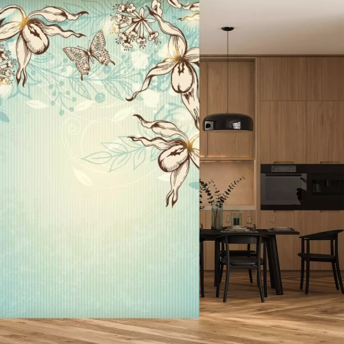 Sticker Hand gezeichnet floralen Hintergrund mit Orchideen