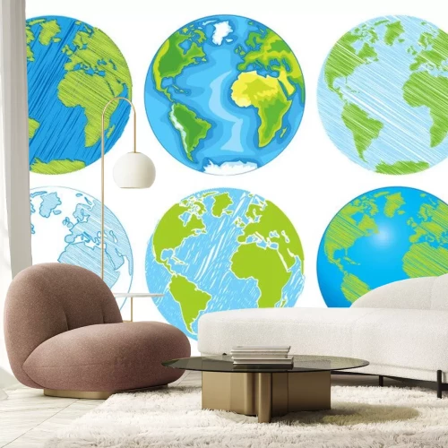 Sticker Hand gezeichnet Globe. Sketch Illustration des Planeten Erde