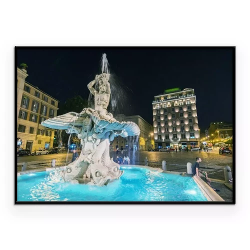 Poster Beleuchteter Brunnen in Rom bei Nacht