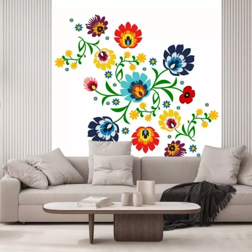 Sticker Traditionelle polnische Volksblumenmuster Vektor