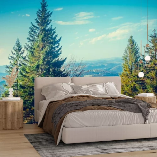 Fototapete Bäume am Berg