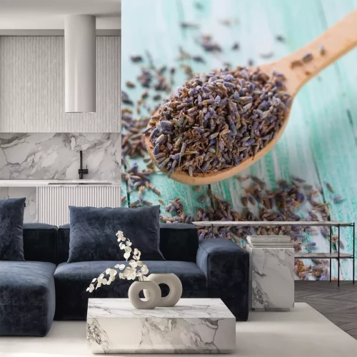 Sticker Getrockneter Lavendel auf einem Löffel