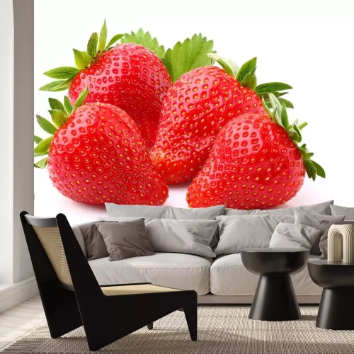 Sticker Frische Erdbeeren mit Stielen und Blättern