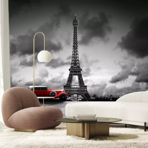 Fototapete Paris schwarz-weißer Eiffelturm 3D