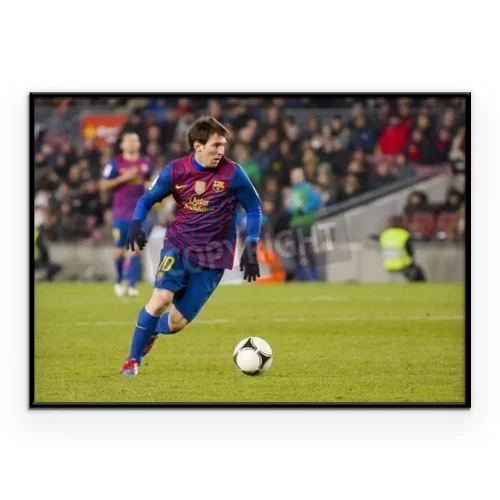 Poster Fußballspieler Lionel Messi während eines Spiels