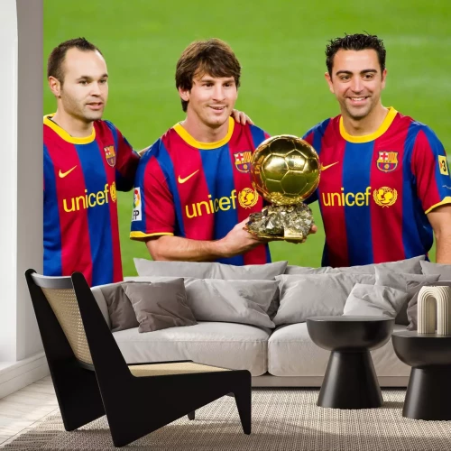 Fototapete Messi posiert mit Preis