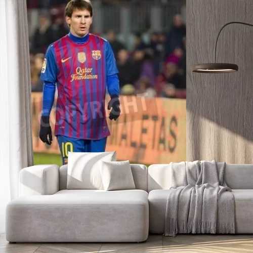 Fototapete Messi in schwarzen Handschuhen