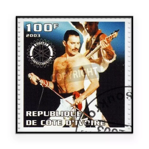 Poster Freddie Mercury auf einer Sammlermarke