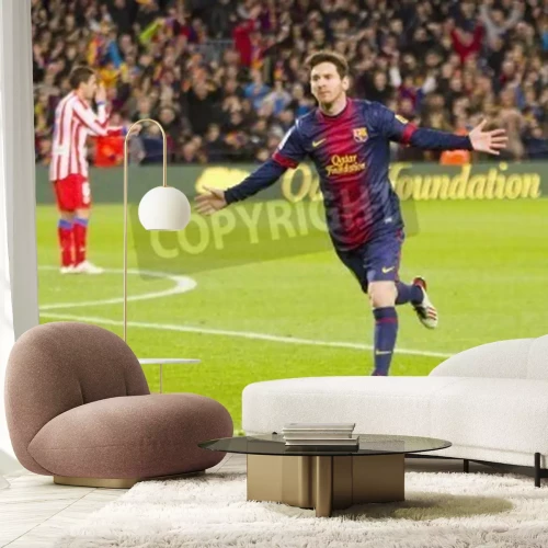 Fototapete Messi läuft auf dem Fußballplatz