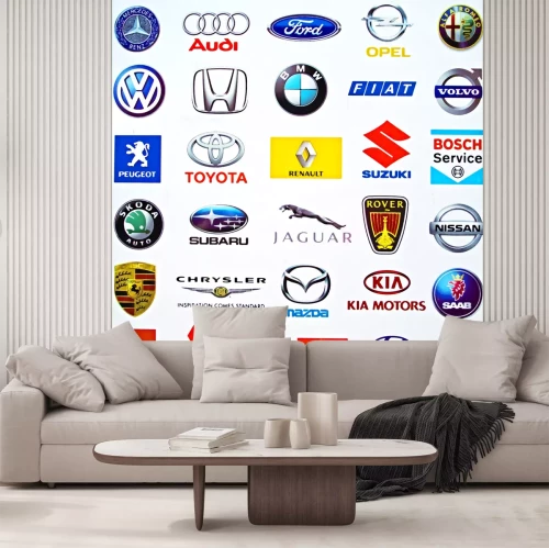 Fototapete Zusammenstellung von Logos der Autohersteller