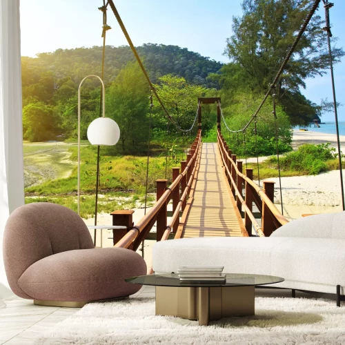 Fototapete Brücke am tropischen Strand