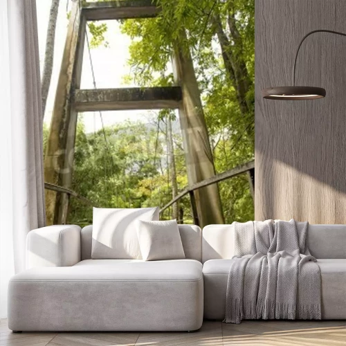 Fototapete Brücke über schlammigem Fluss