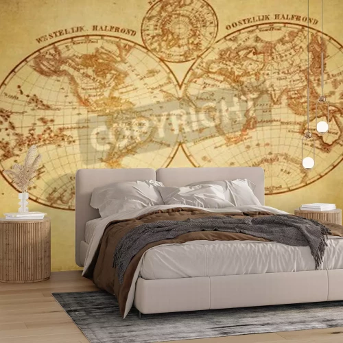 Fototapete Vintage Karte auf den Halbkugeln