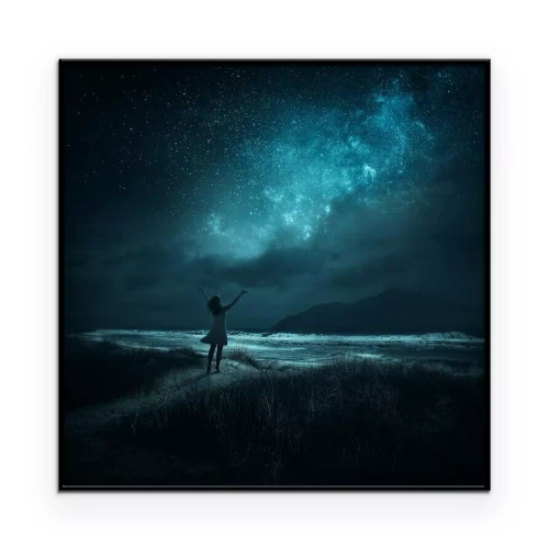 Poster Mädchen und Sternenhimmel