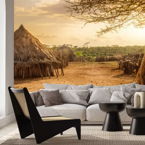 Fototapete Hütten in Afrika