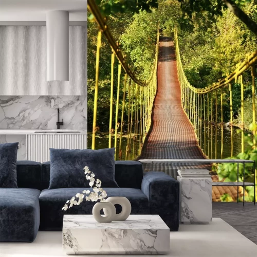 Fototapete Bunte Hängebrücke 3d