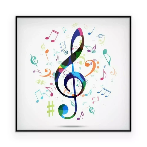 Poster Violinschlüssel vor dem Hintergrund von Noten