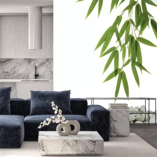 Sticker Grüner Bambus und weiße Kiesel