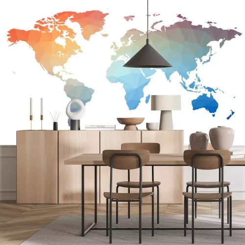 Sticker Karte der Welt, in Dreiecke. Raster 1