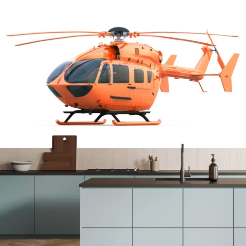 Sticker Orange Hubschrauber. Isoliert mit Beschneidungspfad.