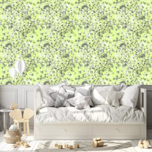 Tapete Pusteblumen im grafischen Stil