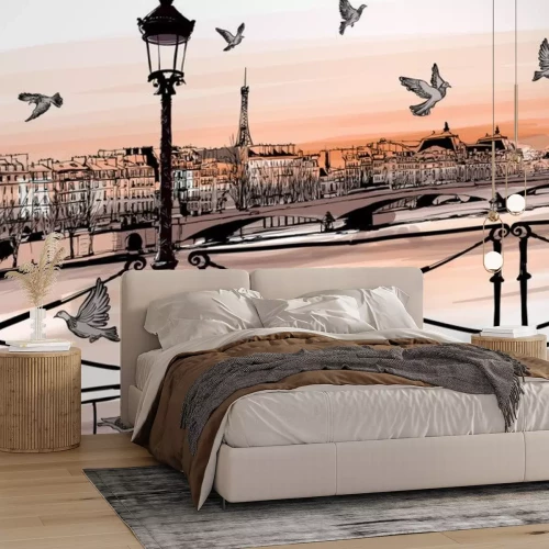 Sticker Sonnenuntergang auf der Seine Fluss von Pont des Arts in Paris