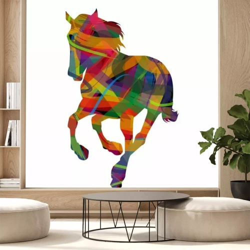 Sticker Bunte Grafik eines Pferdes in Bewegung