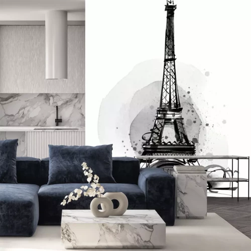 Fototapete Paris schwarz-weißer Eiffelturm