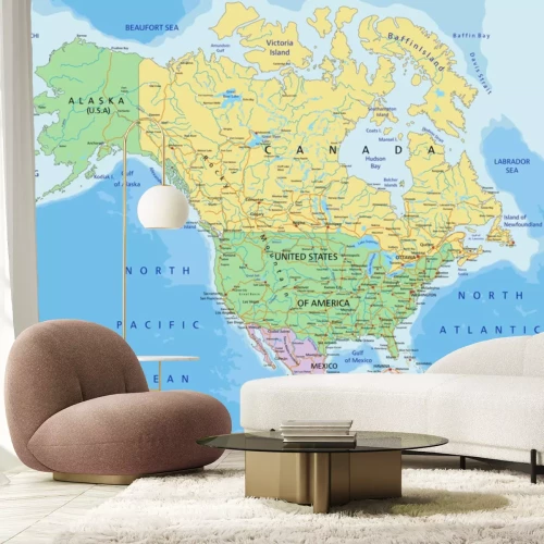 Fototapete Nordamerika auf der Karte
