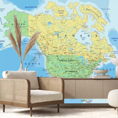 Fototapete North America - Highly detailed editable political map.