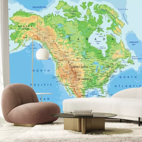 Fototapete Physische Karte von Nordamerika