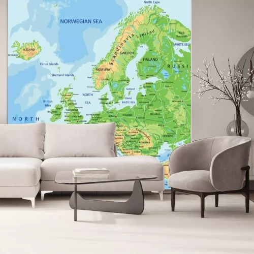 Sticker Hochdetaillierte physische Europa-Karte mit Beschriftung