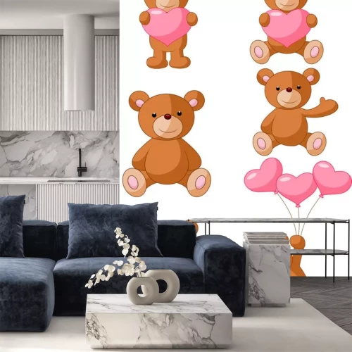 Sticker Bärchen mit Herzen und Luftballons