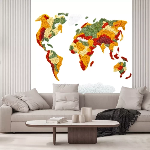 Fototapete Weltkarte aus Kräutern