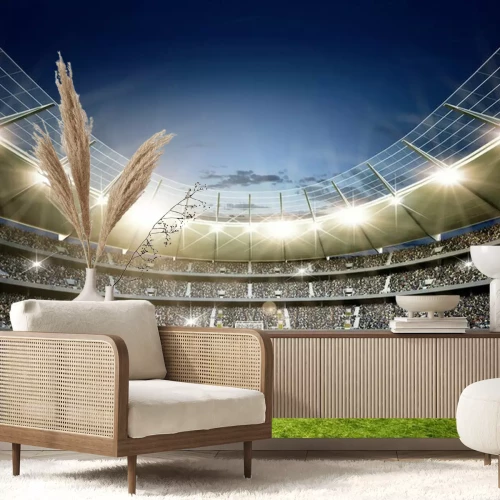 Fototapete Innenansicht eines Fußballstadions bei Nacht