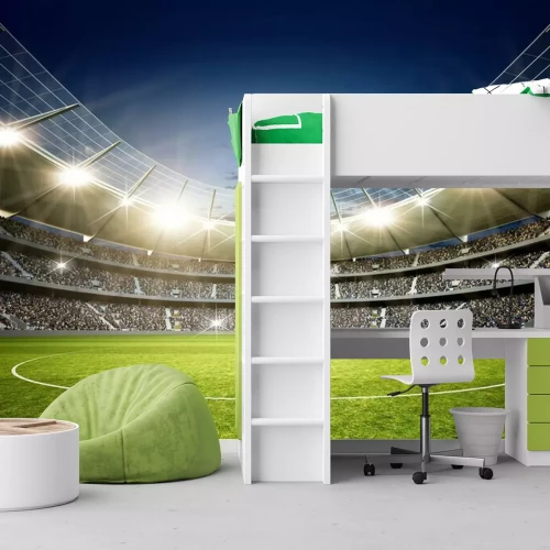 Fototapete Innenansicht eines Fußballstadions bei Nacht