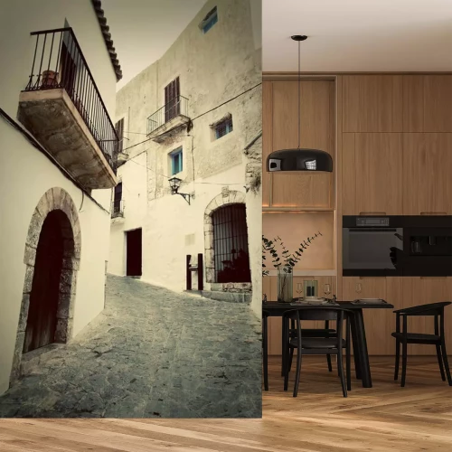 Fototapete Steile winkelige Steingasse