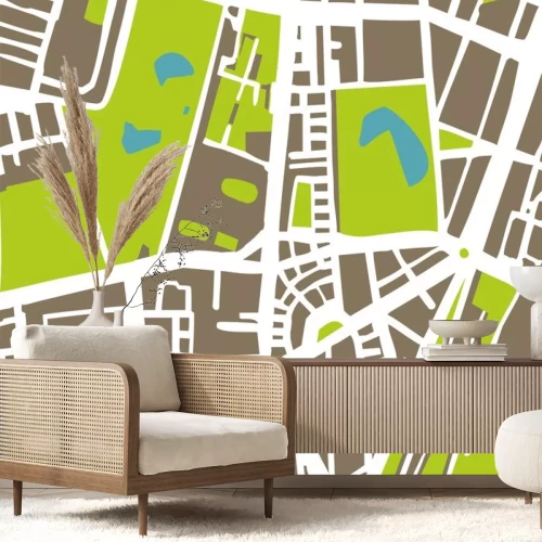 Sticker Abstract vector Stadtplan. Streets Gebäuden grünen Park