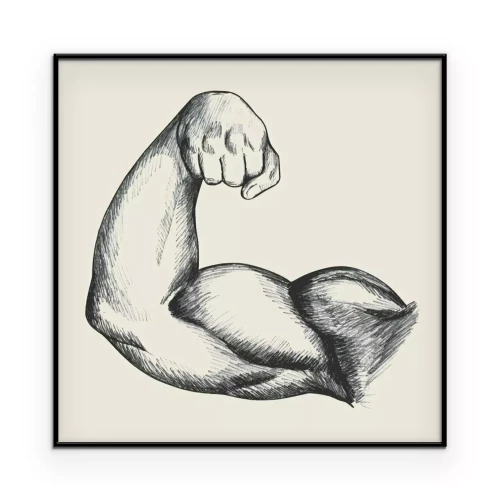 Poster Sketch illustration of muscular human male right arm