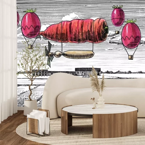 Sticker Surreale Grafik mit einer pflanzlichen Flugmaschine